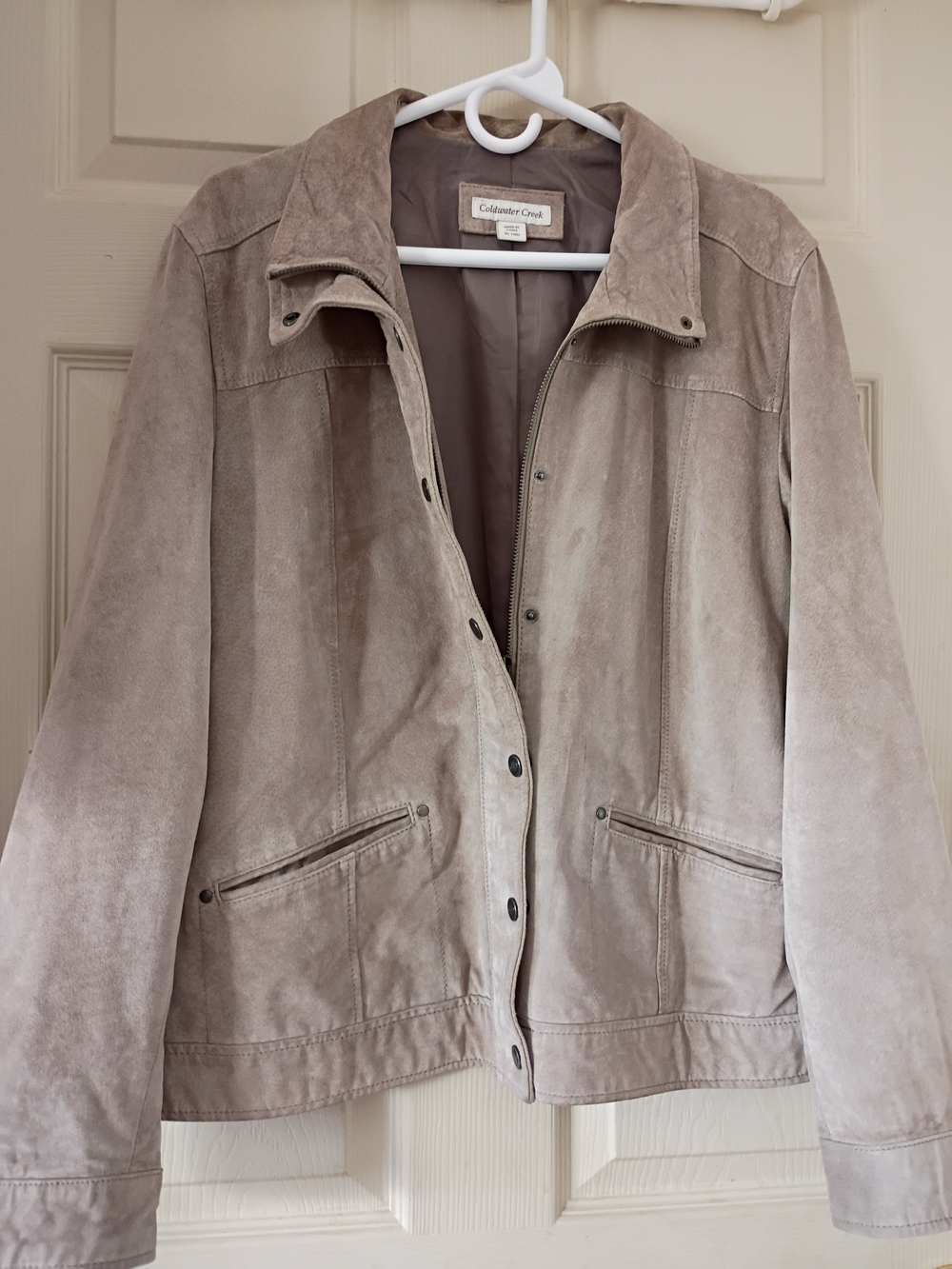 Vtg Coldwater Creek Tan Suede Snap/Zip Waist Jacket 18 XL Pockets VV.Good Cond!